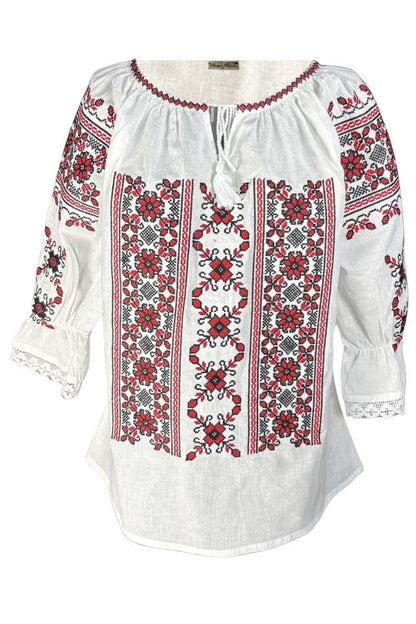 Bluza dama M26 alb/rosu