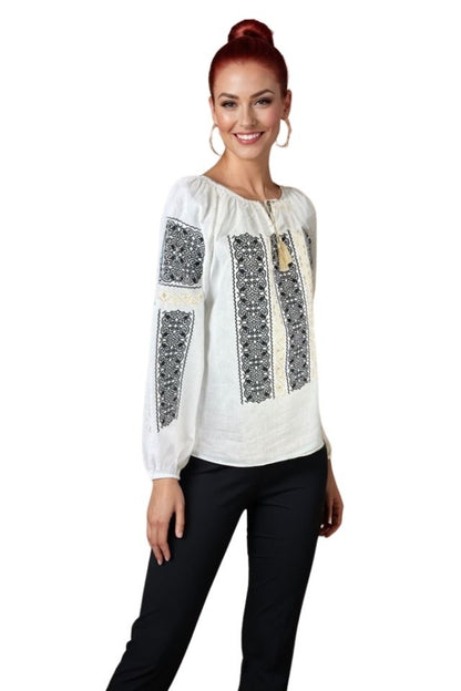 Bluza dama tip ie I26 alb/auriu
