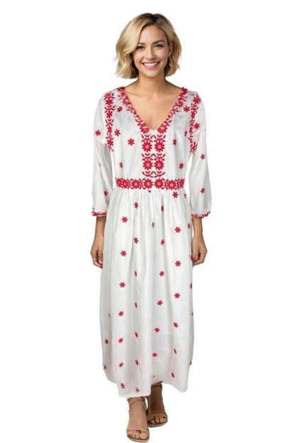 Rochie dama S25 alb/rosu