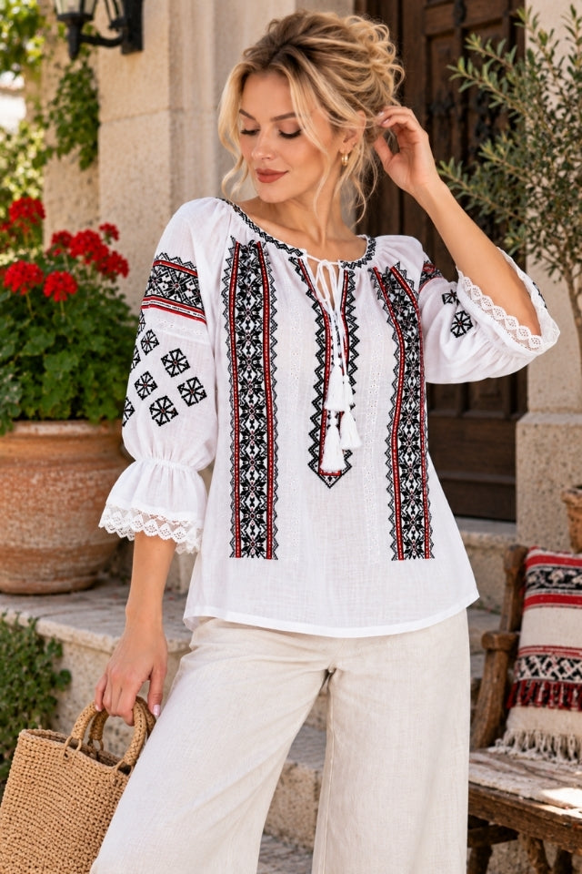 Bluza dama SE26F alb/negru