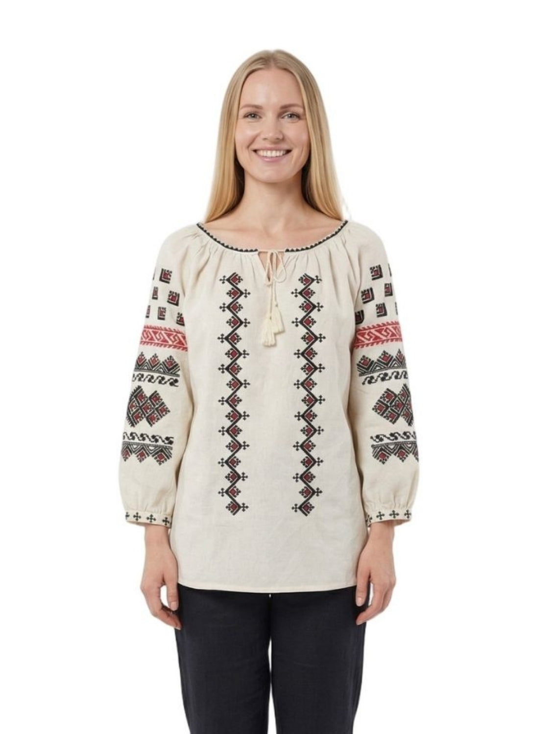 Bluza dama A26 bej/rosu