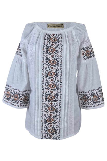 Bluza tip ie dama B23, alb neted/gri
