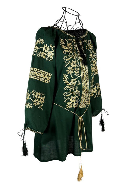 Bluza tip ie dama R24, verde/auriu