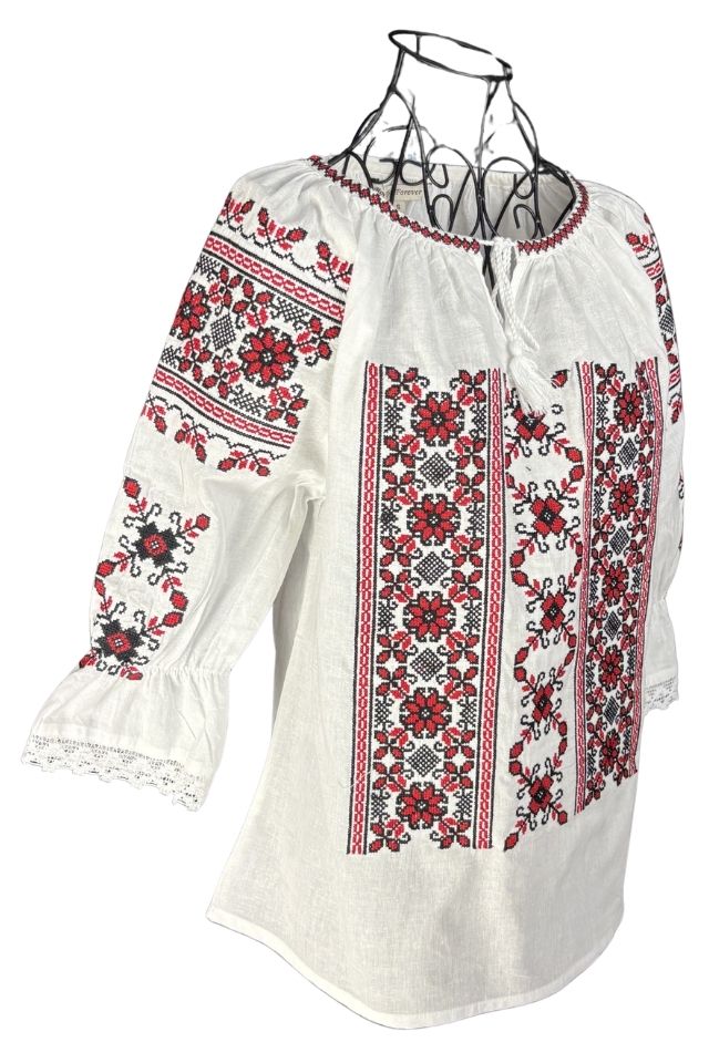 Bluza dama M26 alb/rosu