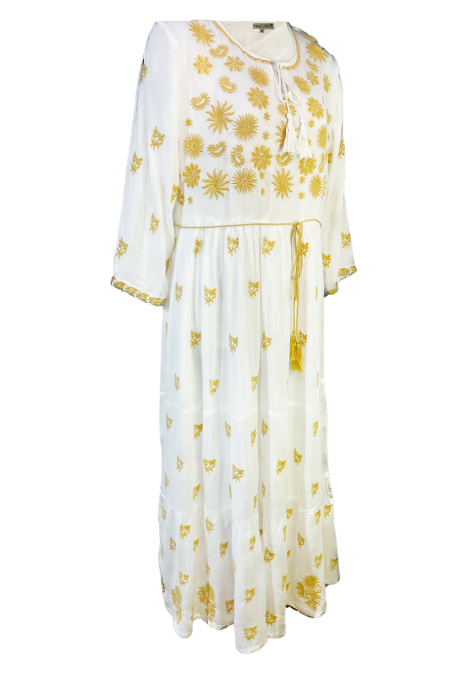 Rochie dama casual, alb crystal/crem