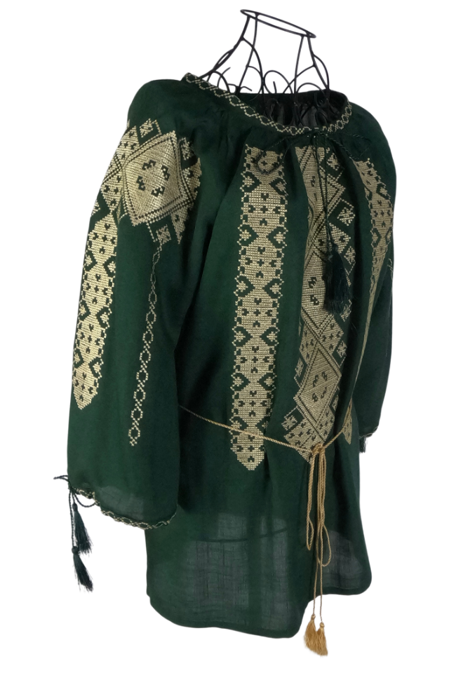 Bluza tip ie dama B23, verde/auriu