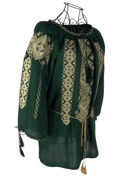 Bluza tip ie dama B23, verde/auriu