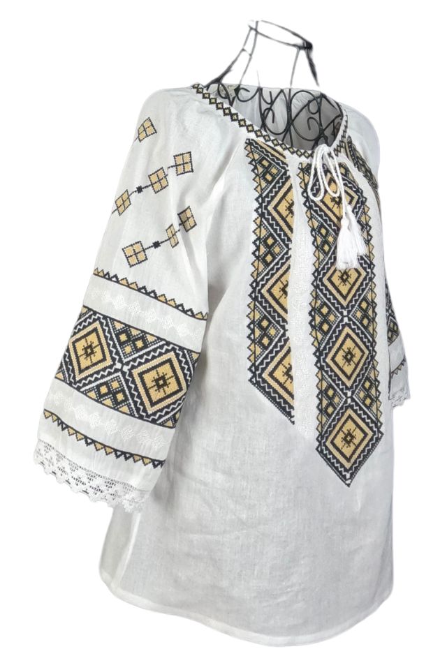 Bluza dama tip ie 024, alb trandafir/maro deschis