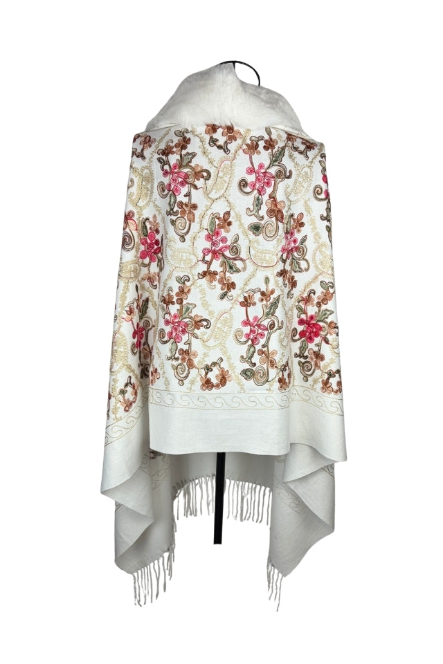 Fular dama tip poncho de lux alb