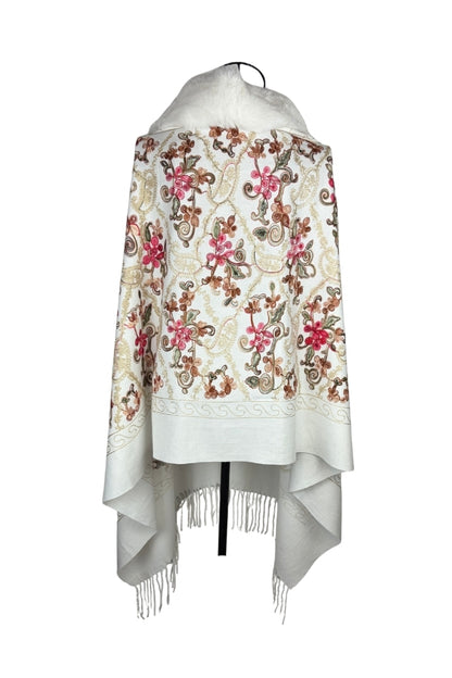 Fular dama tip poncho de lux alb