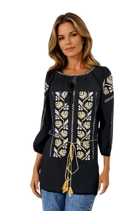 Bluza tip ie dama B23, negru/alb