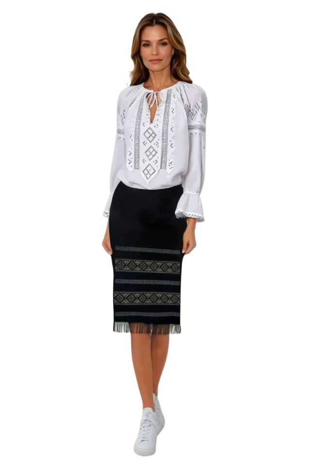 Fusta dama casual tip fota negru/maro, One Size INTL