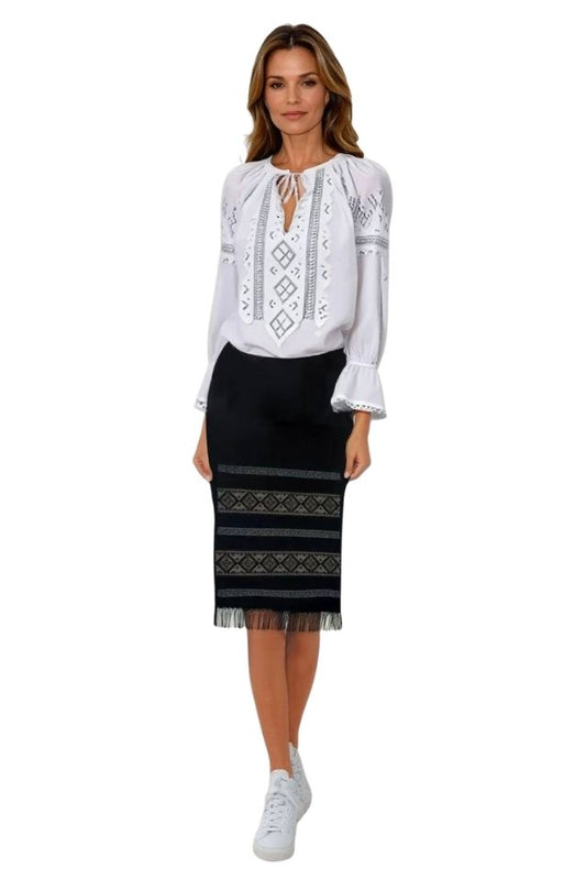 Fusta dama casual tip fota negru/maro, One Size INTL