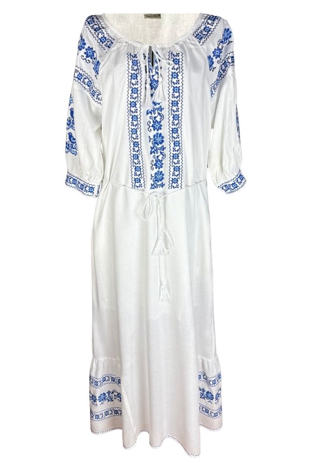 Rochie dama S25 alb/albastru