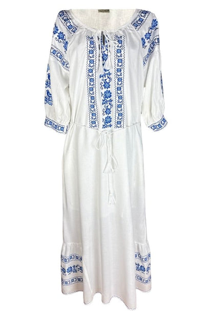 Rochie dama S25 alb/albastru