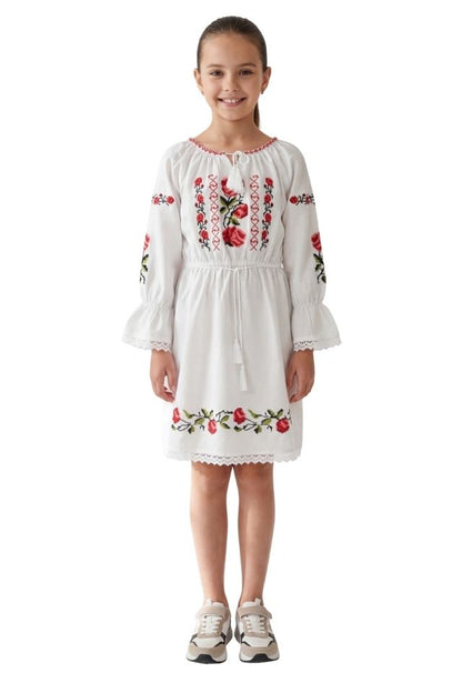 Rochie fete F alb/roz