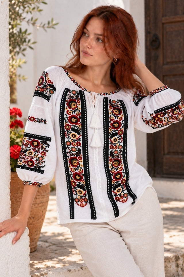 Bluza dama O26F alb/negru inchis