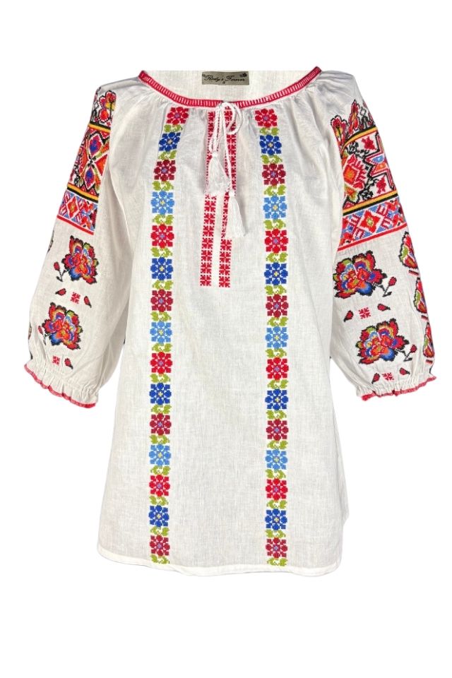 Bluza dama tip ie 257 alb optic/rosu