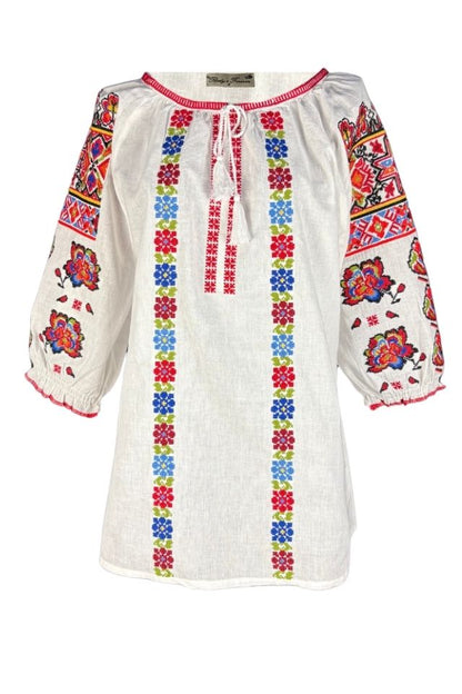 Bluza dama tip ie 257 alb optic/rosu