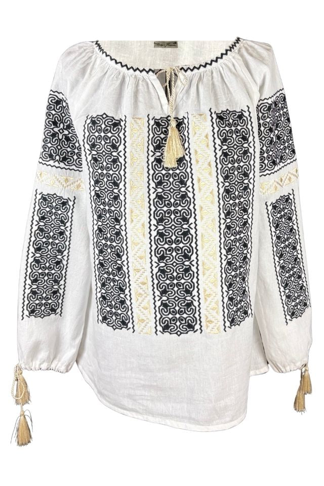 Bluza dama tip ie I26 alb/auriu