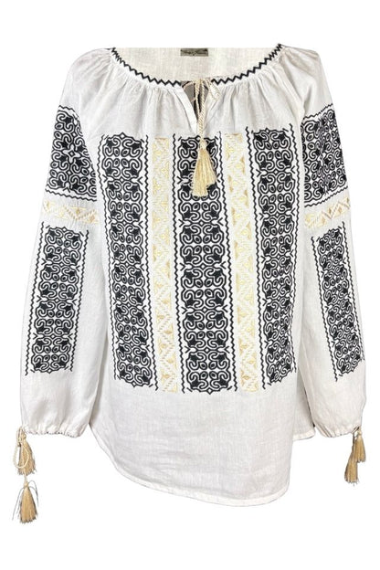 Bluza dama tip ie I26 alb/auriu