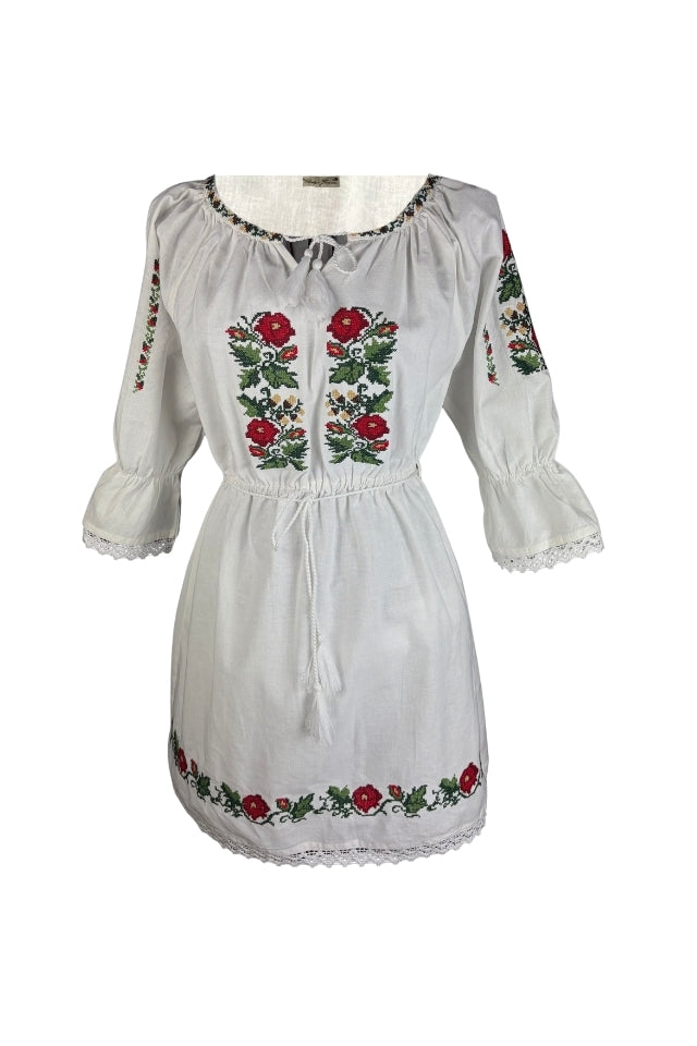 Rochie fete N alb/verde