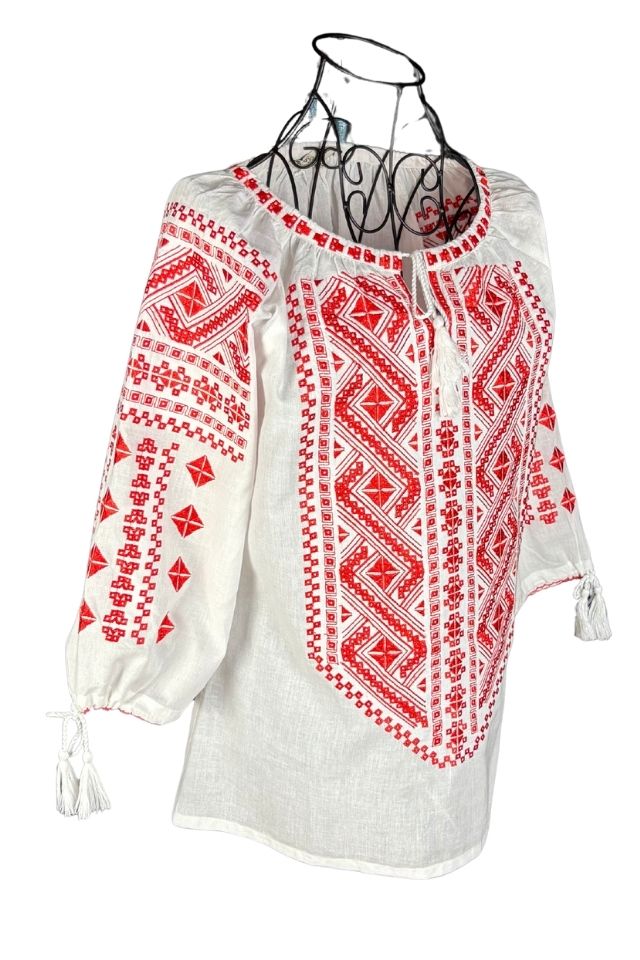 Bluza dama RS25 alb pur/rosu