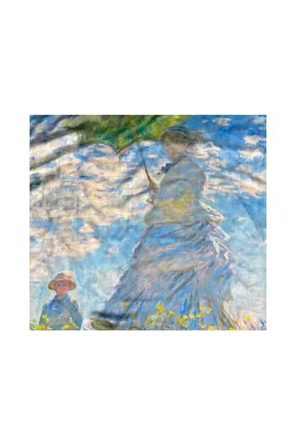 Esarfa patrata FU dama, albastru deschis/galben, 70x70 cm