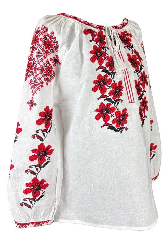 Bluza dama tip ie I26 alb/rosu