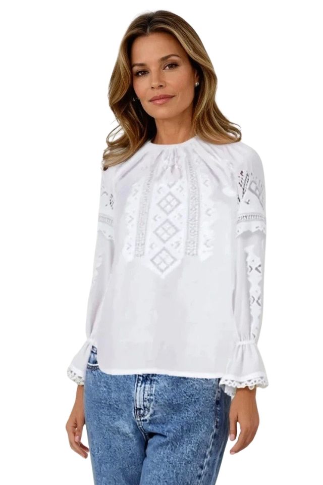 Bluza dama tip ie 124, alb  crystal/argintiu