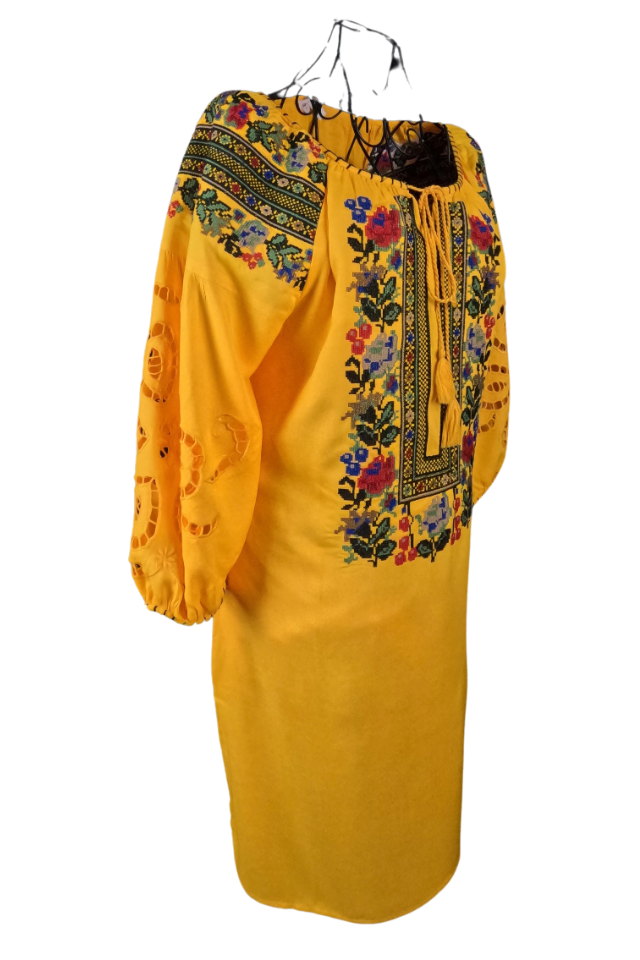 Rochie traditionala dama R, galben