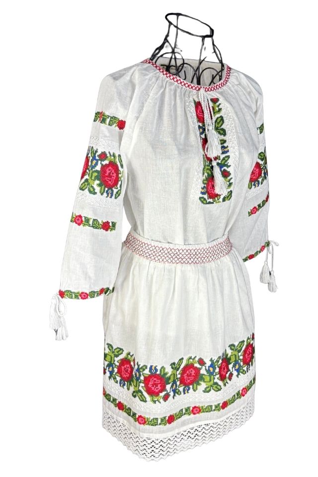 Rochie fete tip costum CPC alb/roz