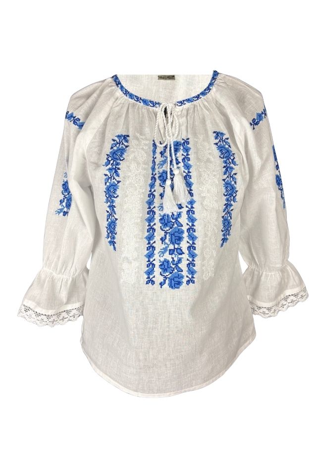 Bluza fete CPO alb/albastru