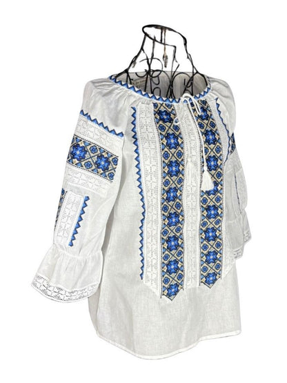 Bluza dama RFN 2 alb/albastru