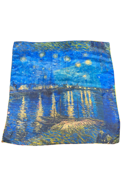 Esarfa patrata NSR dama, albastru cosmic/galben, 70x70 cm