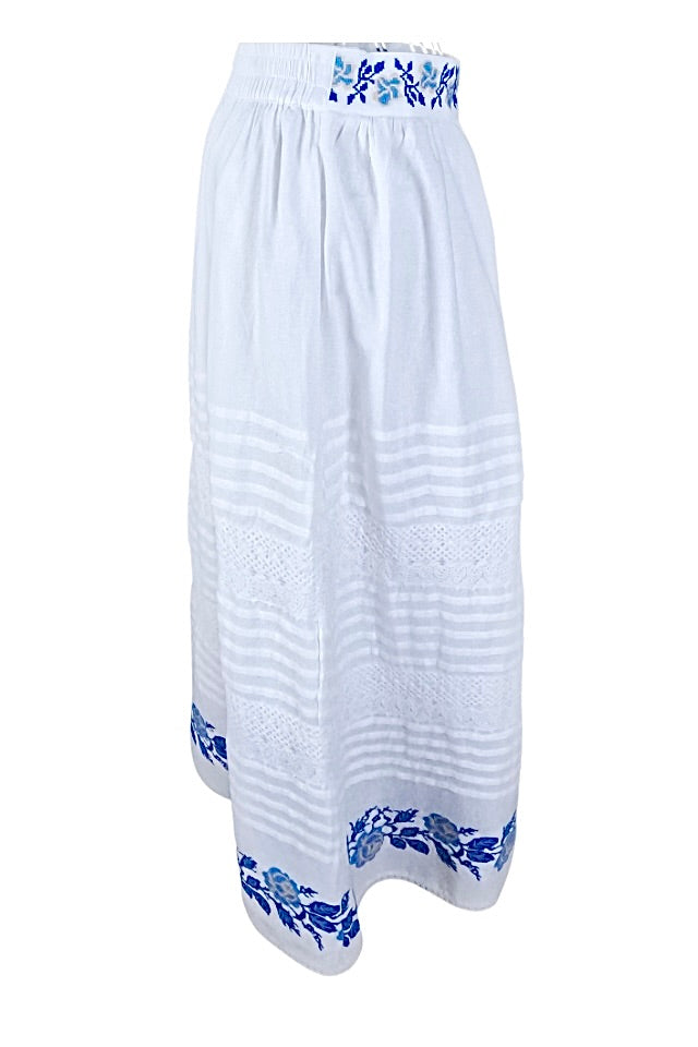Fusta dama R24F, alb/albastru
