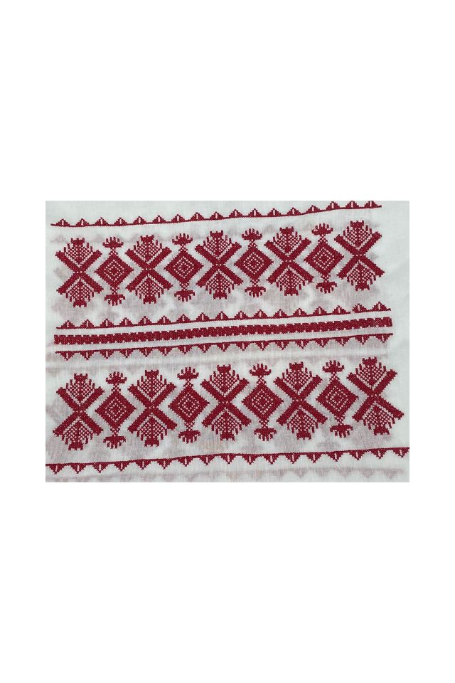 Marama traditionala dama MCP alb/rosu
