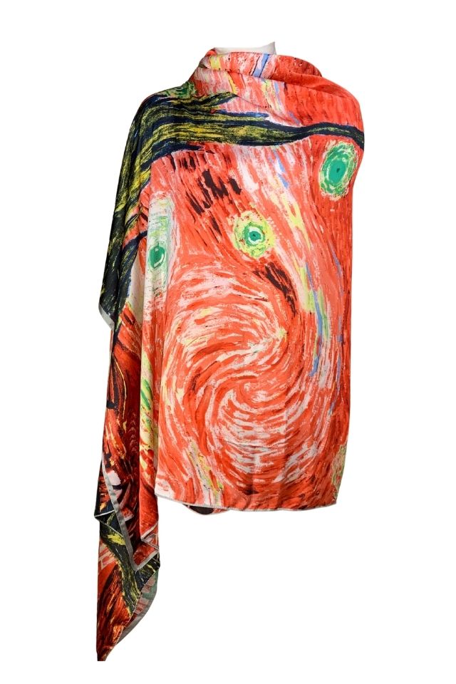 Esarfa tip sal pictata multicolor, Dacali, roz