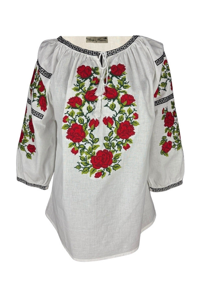 Bluza dama IL26 alb/rosu