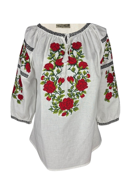 Bluza dama IL26 alb/rosu