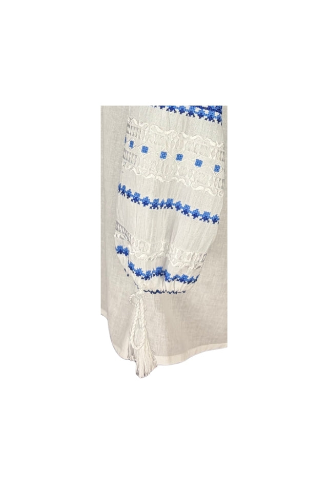 Bluza dama IL26 alb/albastru