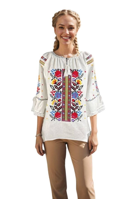 Bluza dama RA25 alb/galben