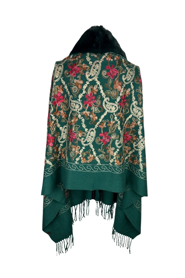 Fular dama tip poncho de lux verde