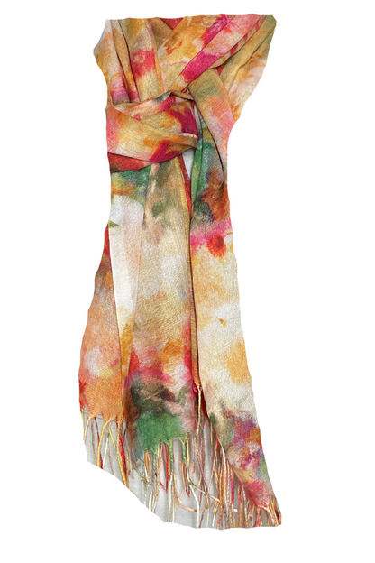 Esarfa casmir dama F, Dacali, rosu/verde, 185 x 75 cm