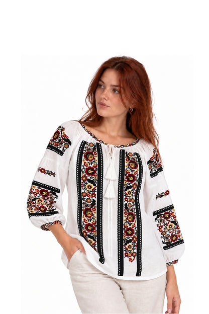 Bluza dama O26F alb/negru inchis