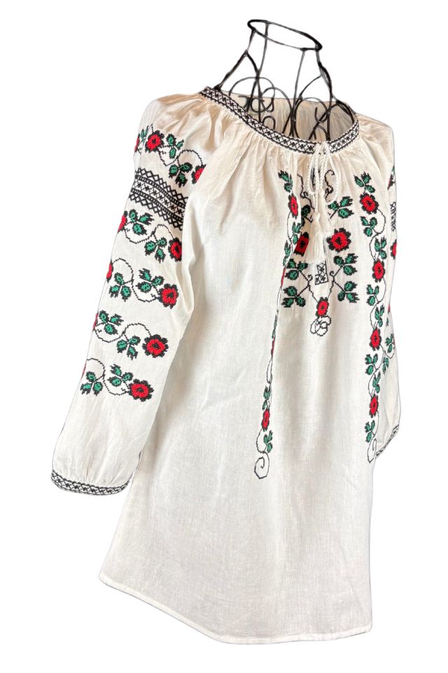 Bluza dama tip ie R25 alb/verde