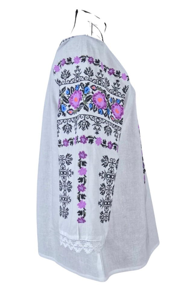 Bluza dama tip ie RD24, alb/mov