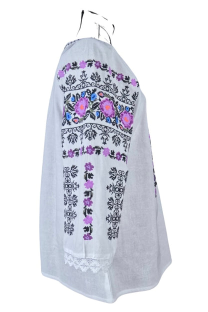 Bluza dama tip ie RD24, alb/mov