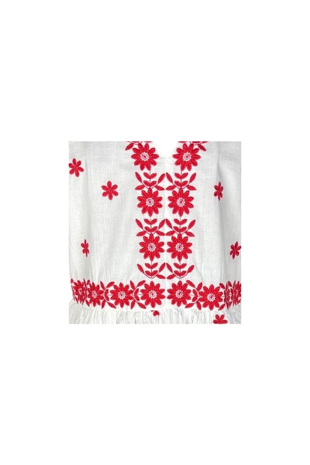 Rochie dama S25 alb/rosu