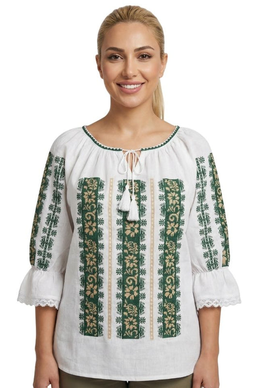 Bluza dama A26 alb/verde